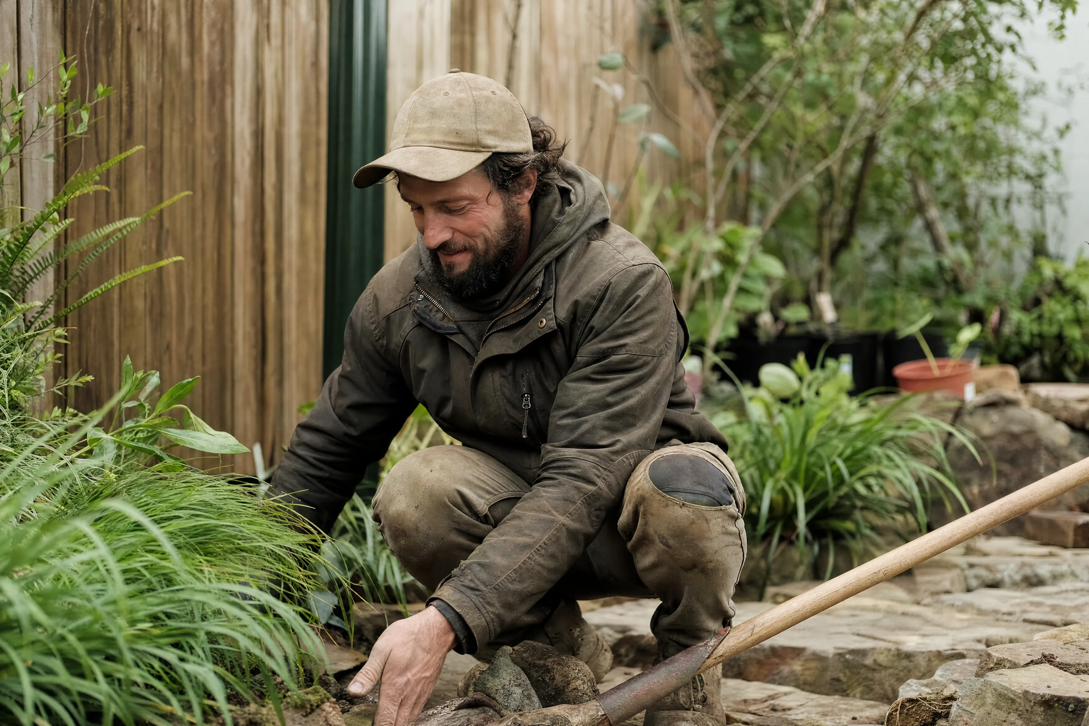 Hobart landscaper on a garden project